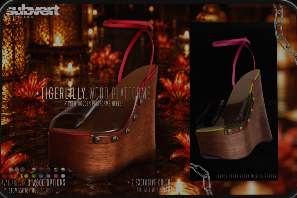Tigerlily Wood Platforms - Inithium/Legacy/Reborn/MaitreyaX/Yentements/+mods, L$315 each