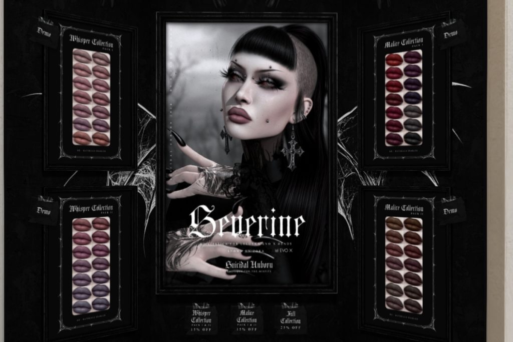 Severine Lipstick - EvoX, L$380 each/L$646 each FP/L$1140 MP