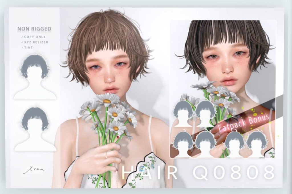 Hair Q0808, L$388 each/L$688 FP