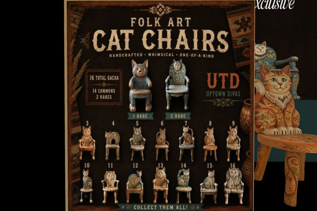 Folk Art Cat Chairs, L$75 per play/L$1595 FP