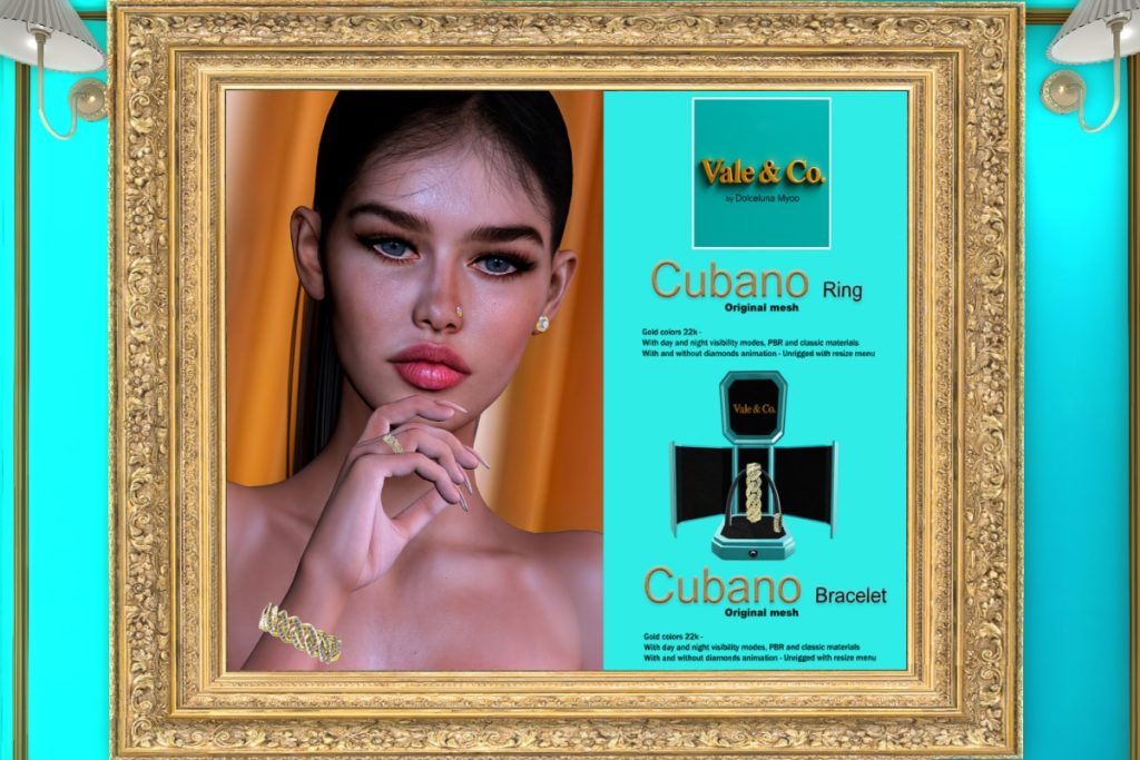 Cubano Bracelet &amp; Ring, L$799-L$1599 each/L$1999 FP