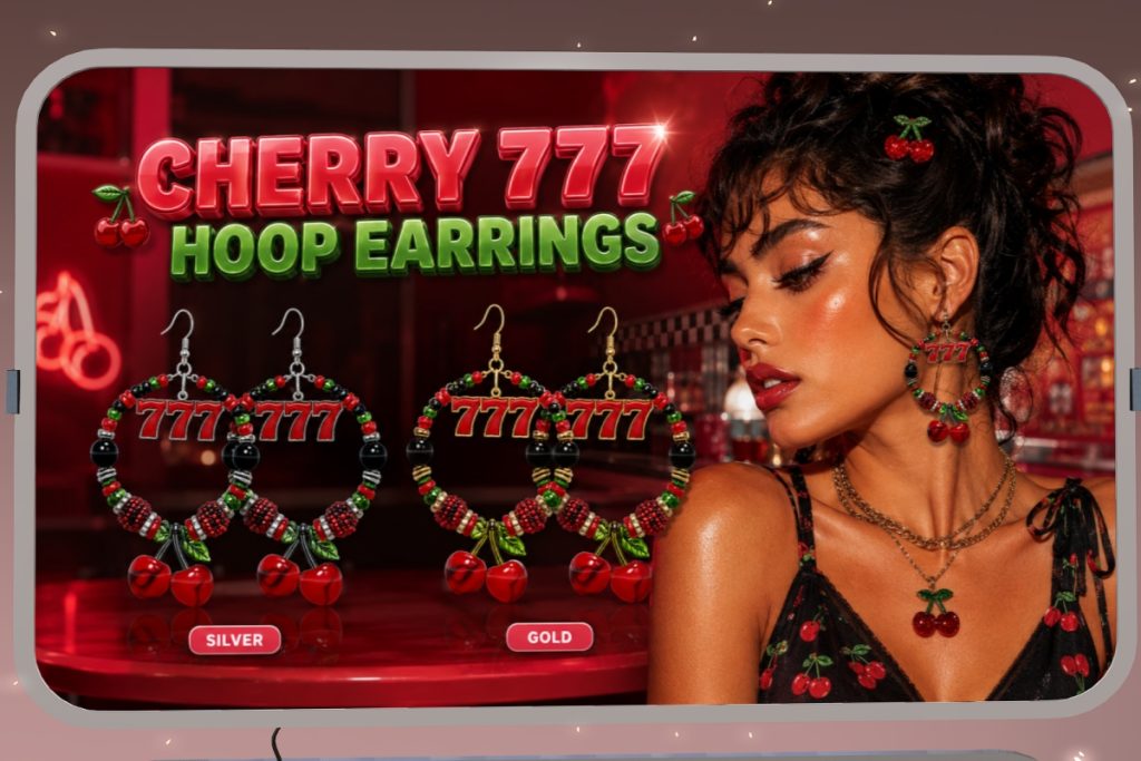 Cherry 777 Hoop Earrings, L$399