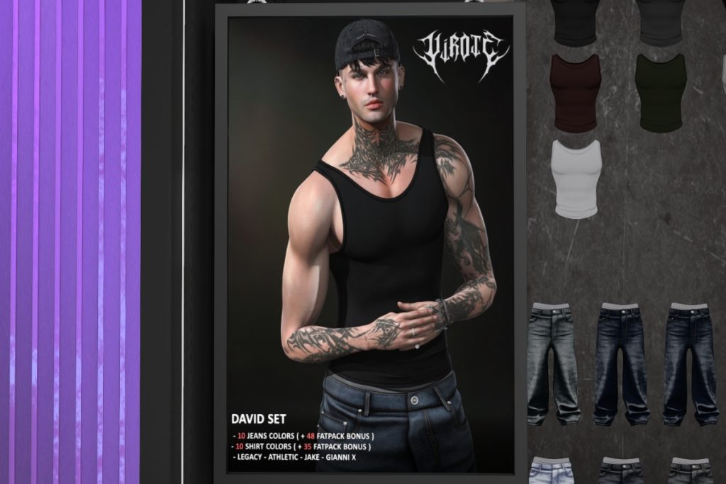 David Shirt - GianniX/Jake/Legacy/+mods, L$389 each | David Set Fatpack, L$1599