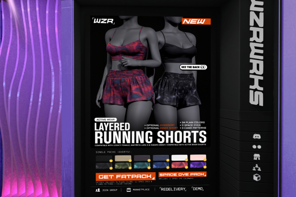 Layered Running Shorts -  Legacy/MaitreyaX/Reborn, L$299 each/L$2199 FP