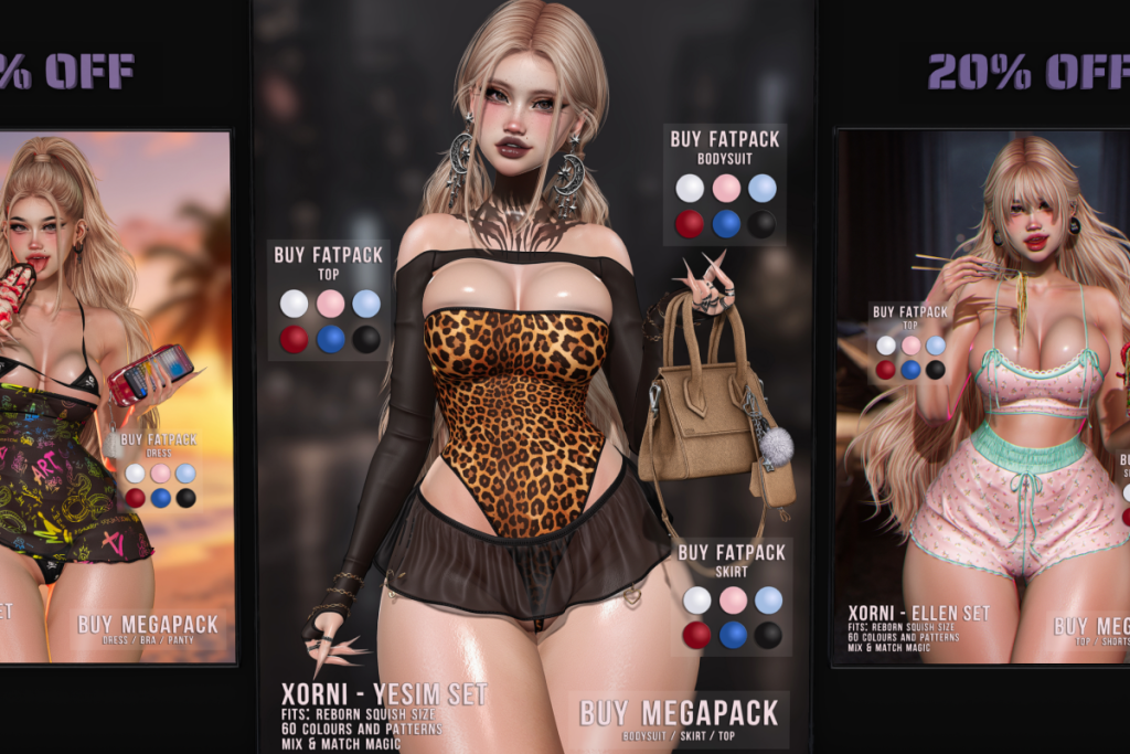 Yesim Top, Bodysuit &amp; Skirt - Reborn Squish, L$199 each/L$1100 each FP/L$2500 MP